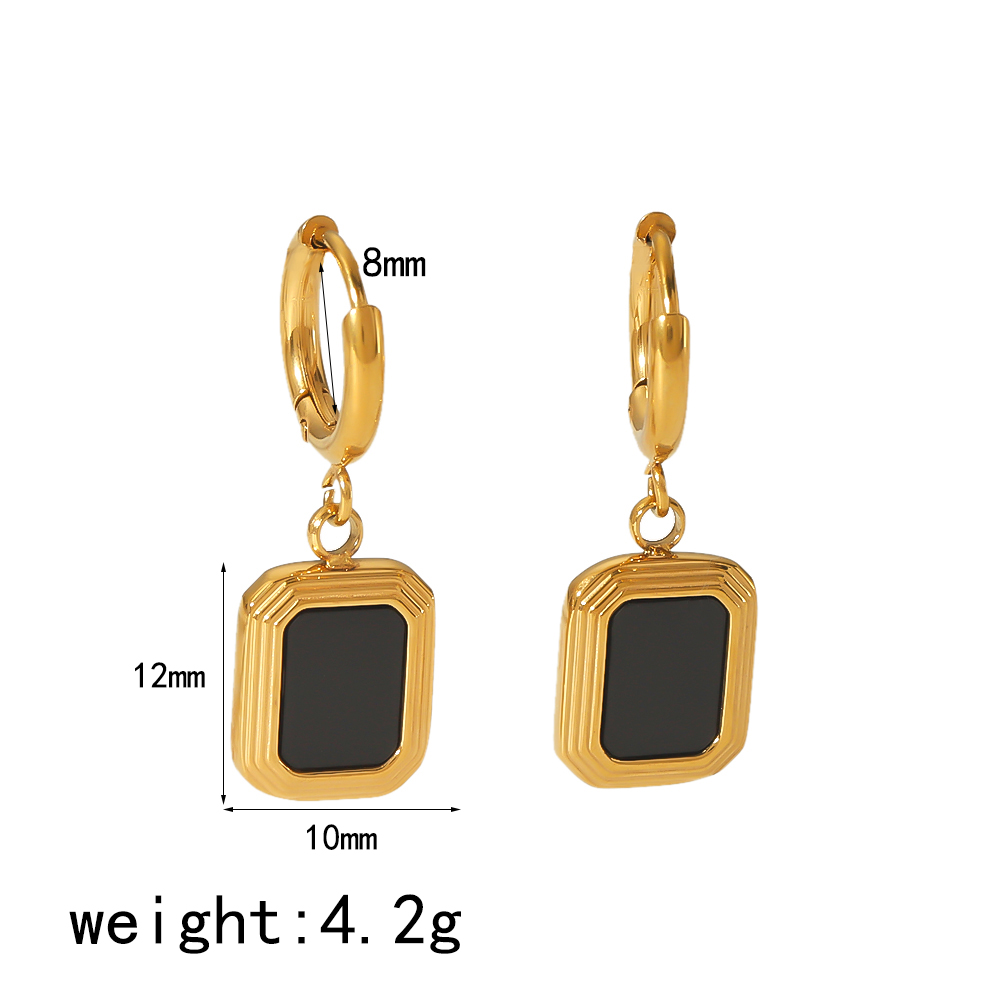 1 Pair Simple Style Quadrilateral Oval Polishing Plating 304 Stainless Steel 18K Gold Plated Drop Earrings display picture 4