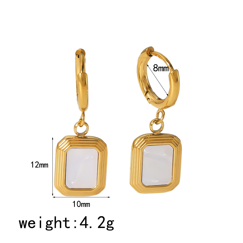 1 Pair Simple Style Quadrilateral Oval Polishing Plating 304 Stainless Steel 18K Gold Plated Drop Earrings display picture 5