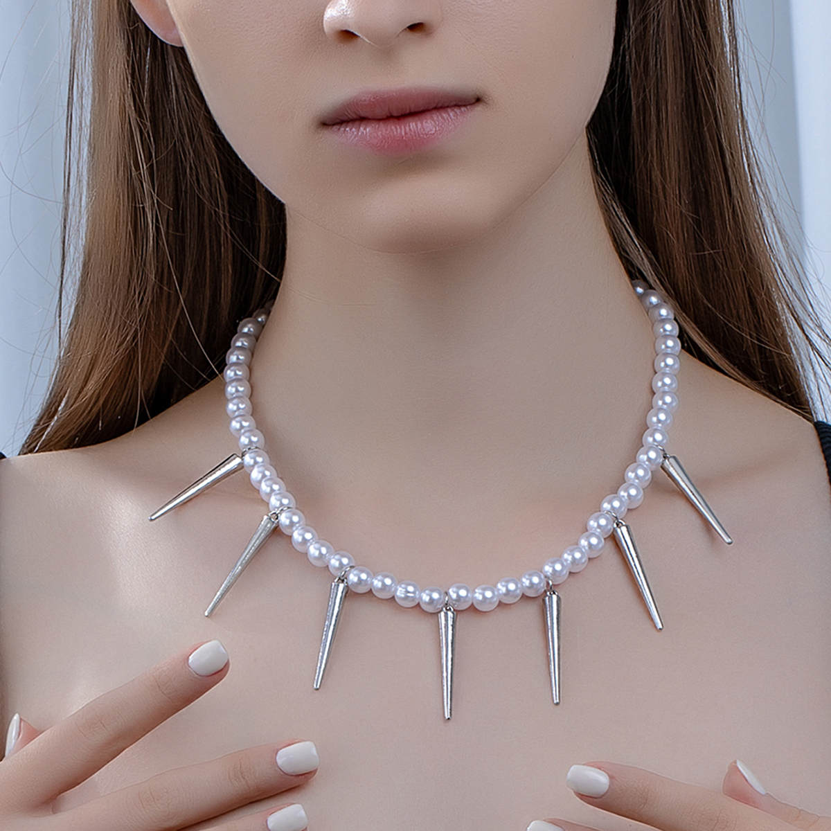 Exaggerated Punk Modern Style Pearl Plastic Zinc Alloy Beaded Women's Necklace display picture 5