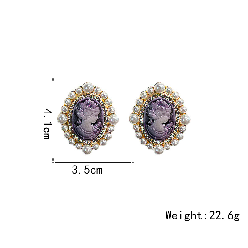 1 Paar Elegant Einfacher Stil Menschlich Inlay Legierung Künstliche Perlen Ohrstecker display picture 1
