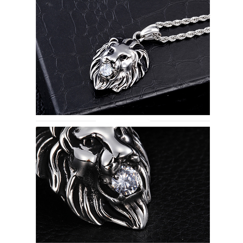 1 Piece Simple Style Cool Style Lion Titanium Steel Plating Inlay Jewelry Accessories display picture 3