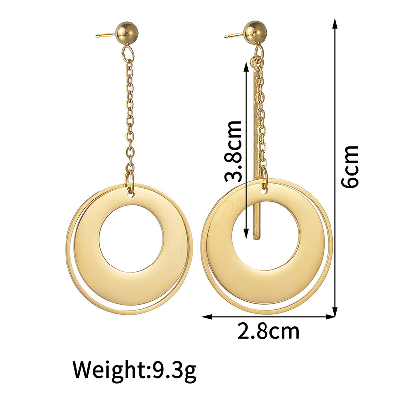 1 Pair Casual Simple Style Commute Round Polishing Plating Metal 304 Stainless Steel 18K Gold Plated Drop Earrings display picture 5