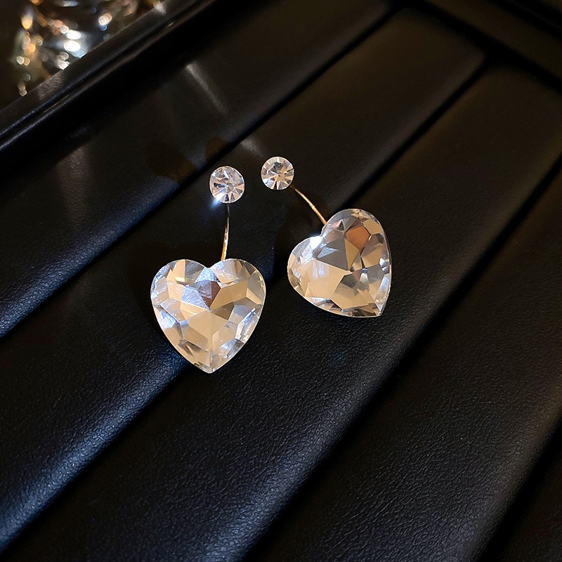 1 Pair Sweet Heart Shape Inlay Alloy Rhinestones Ear Studs display picture 1