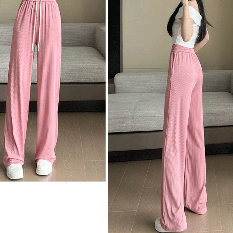 Women's Daily Casual Preppy Style Vacation Solid Color Full Length Straight Pants Wide Leg Pants display picture 3