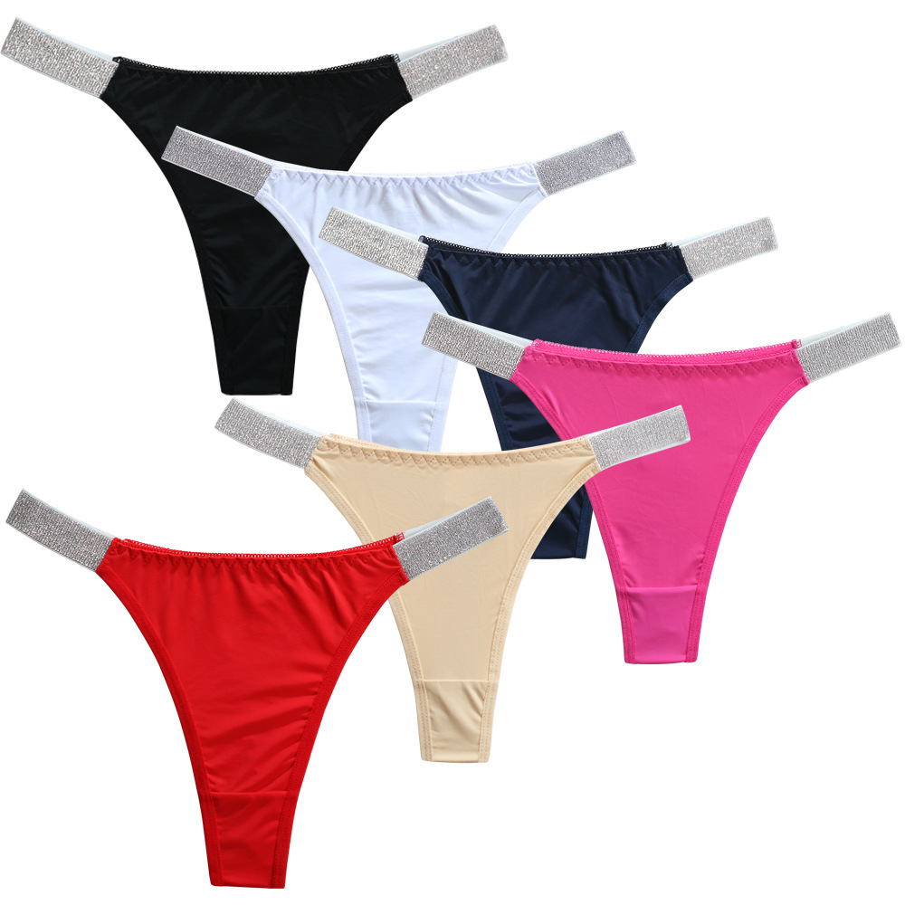 Solid Color Low Waist Thong Panties display picture 1