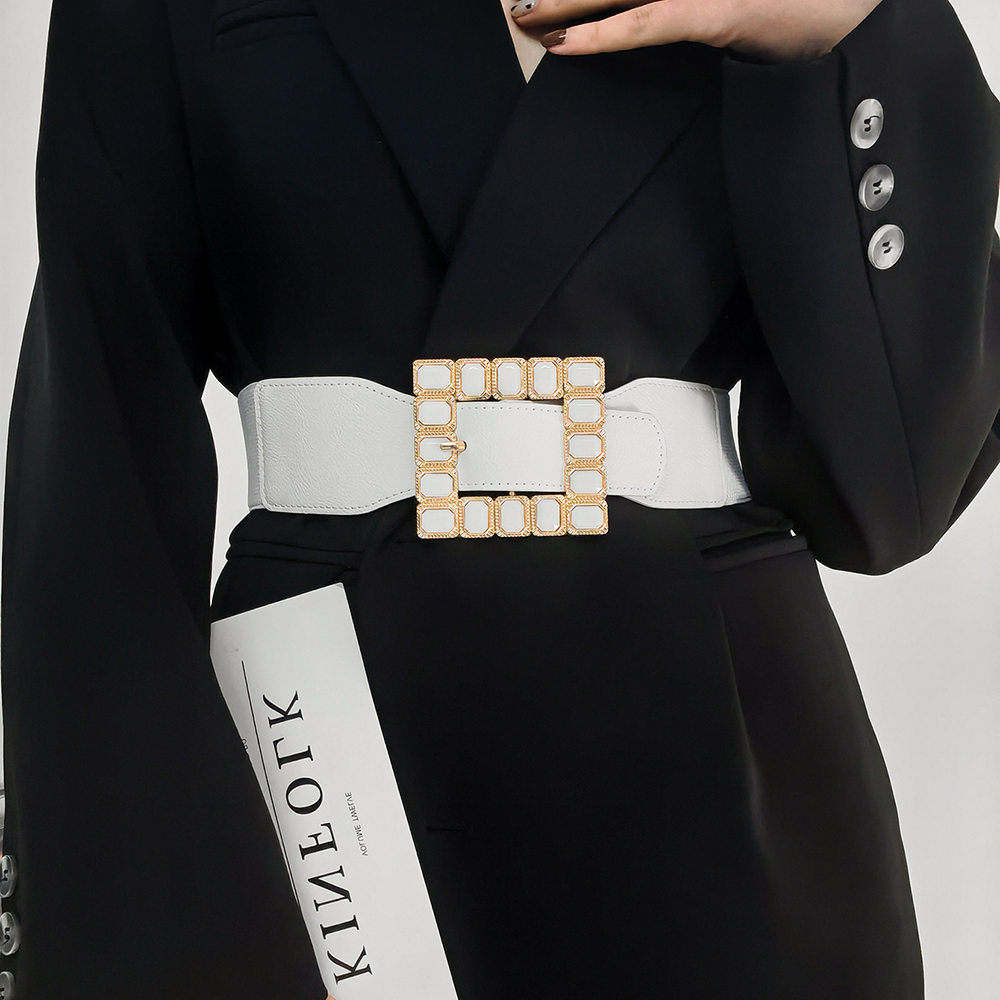 Elegante Cuadrado Cuero Sintético Embutido Diamantes De Imitación Artificiales Mujeres Cinturones De Cuero display picture 1