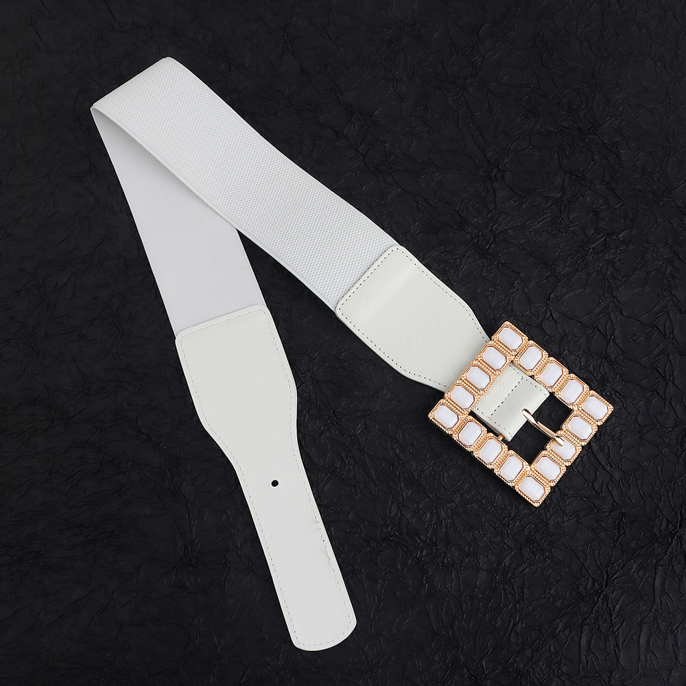 Elegant Square Pu Leather Inlay Artificial Rhinestones Women's Leather Belts display picture 3