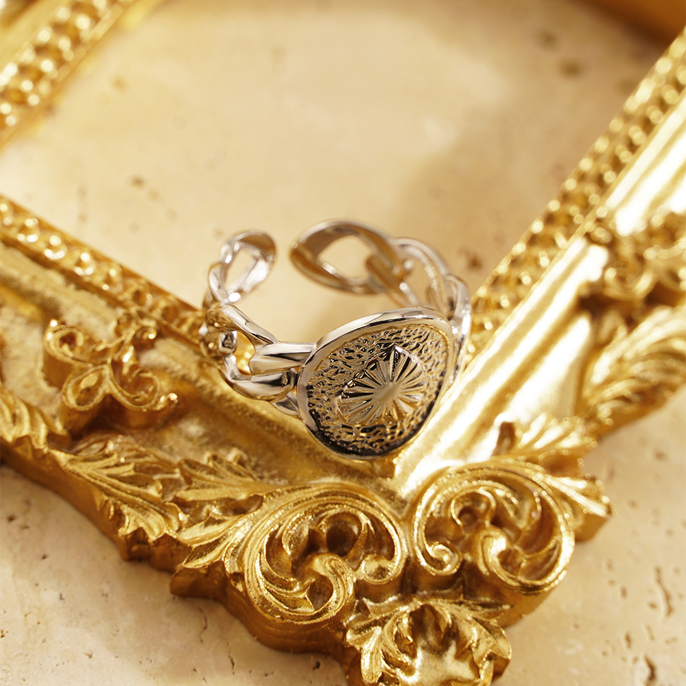 Edelstahl 304 18 Karat Vergoldet Einfacher Stil Überzug Herzform Offener Ring display picture 2