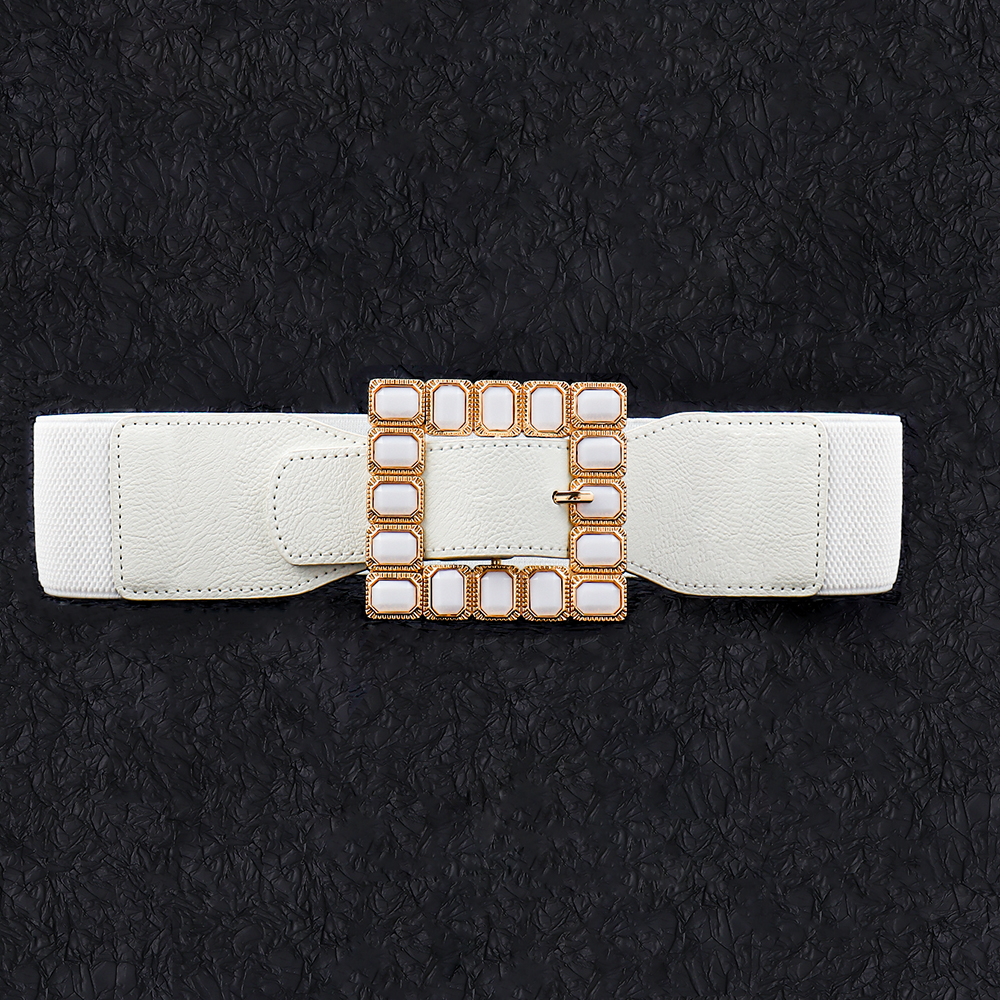 Elegant Square Pu Leather Inlay Artificial Rhinestones Women's Leather Belts display picture 4
