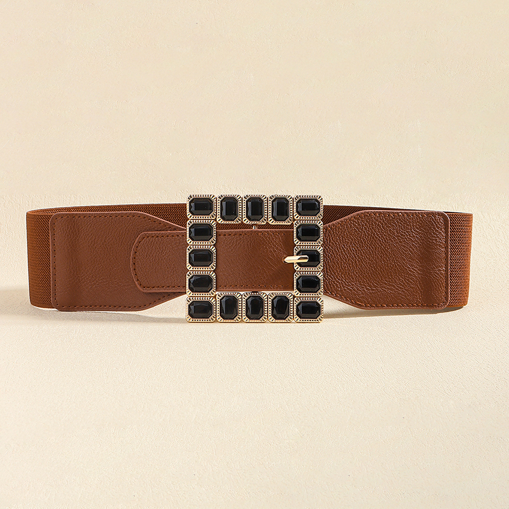 Elegant Square Pu Leather Inlay Artificial Rhinestones Women's Leather Belts display picture 17