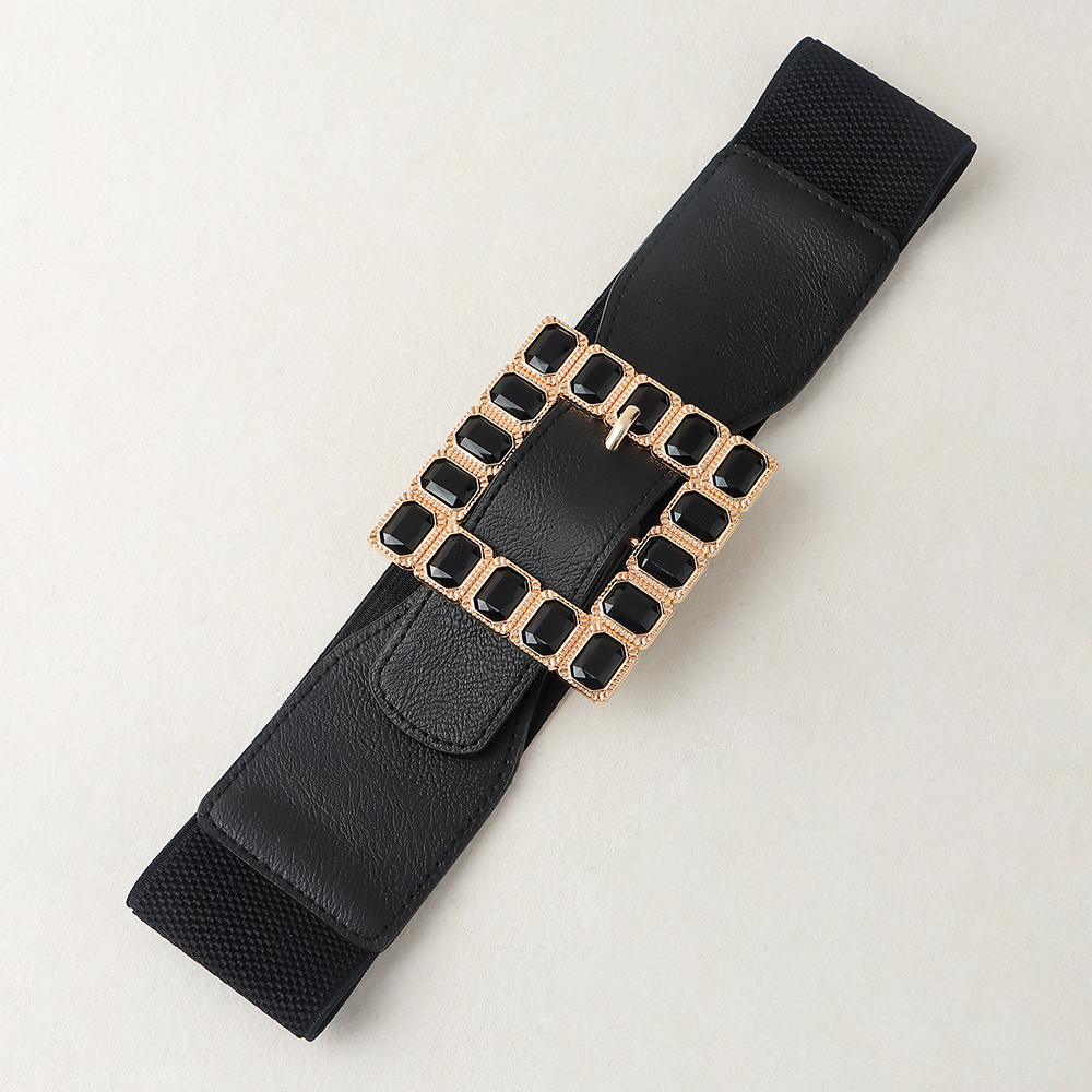Elegant Square Pu Leather Inlay Artificial Rhinestones Women's Leather Belts display picture 10