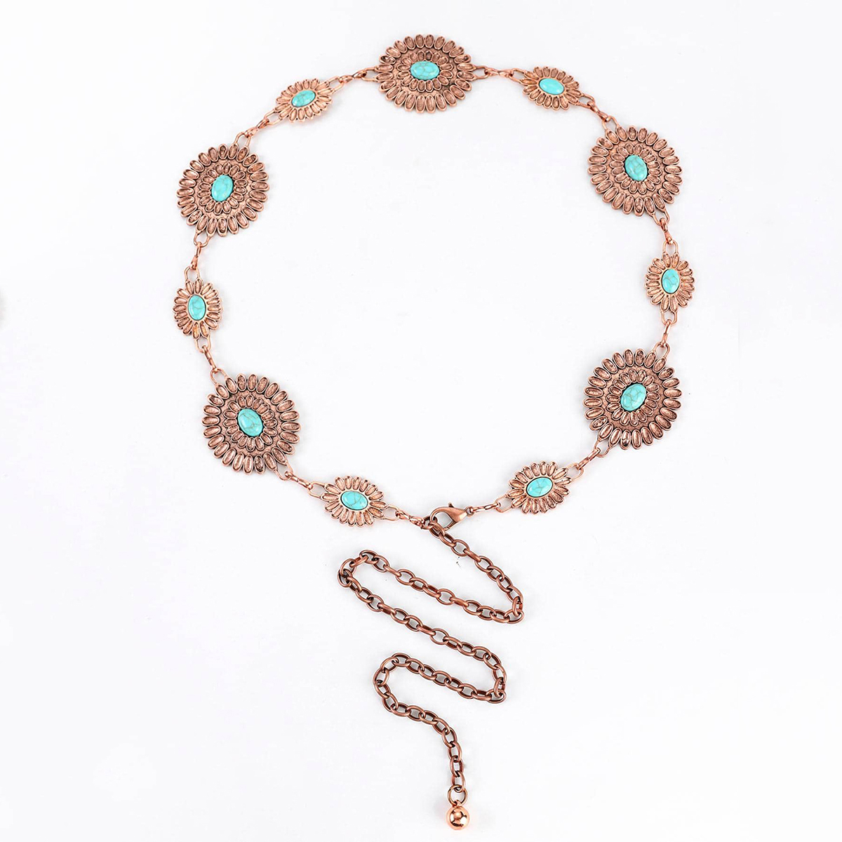 Ethnic Style Romantic African Style Solid Color Alloy Inlay Turquoise Women's Waist Chain display picture 1
