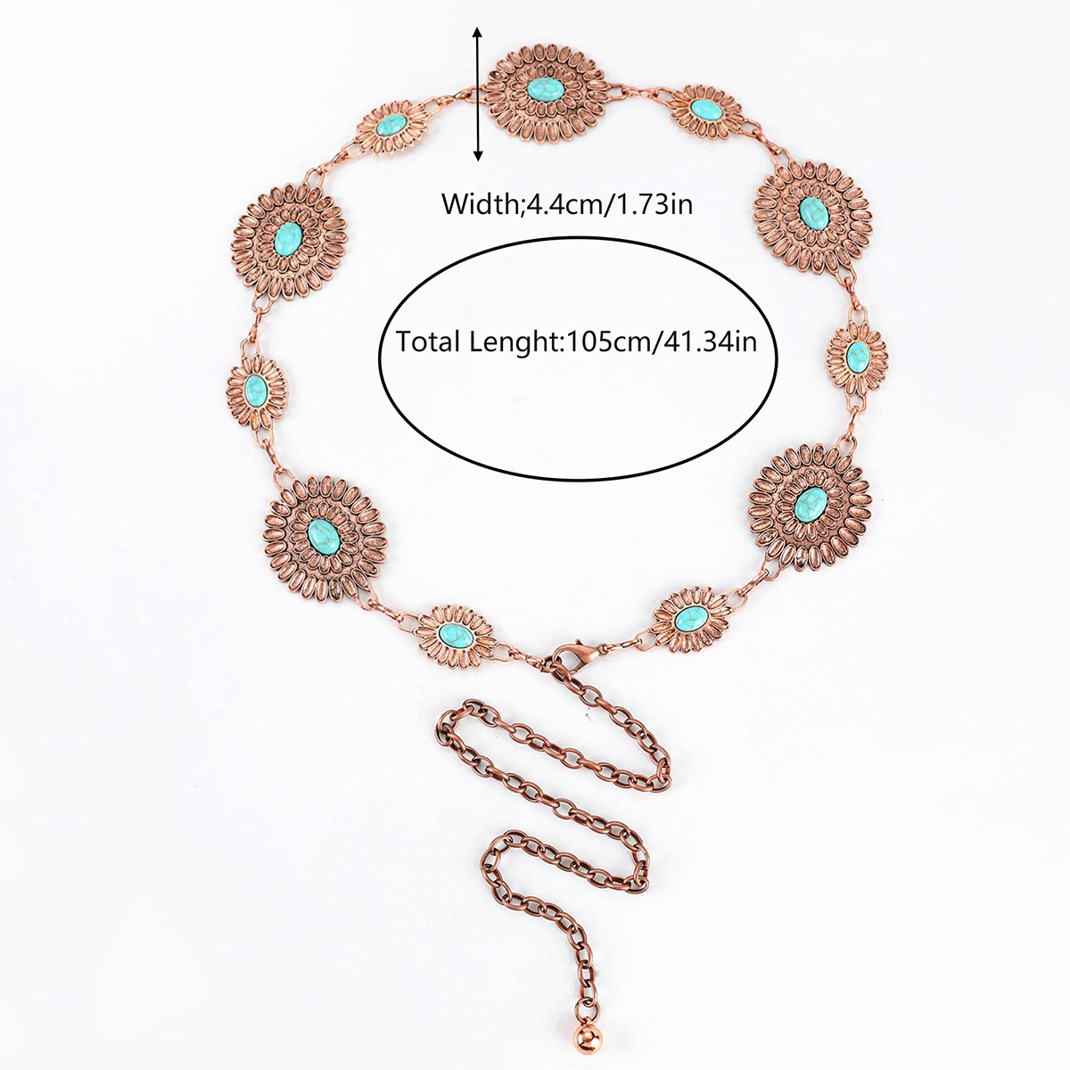 Ethnic Style Romantic African Style Solid Color Alloy Inlay Turquoise Women's Waist Chain display picture 2