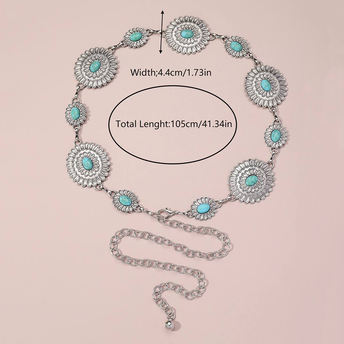 Ethnic Style Romantic African Style Solid Color Alloy Inlay Turquoise Women's Waist Chain display picture 5