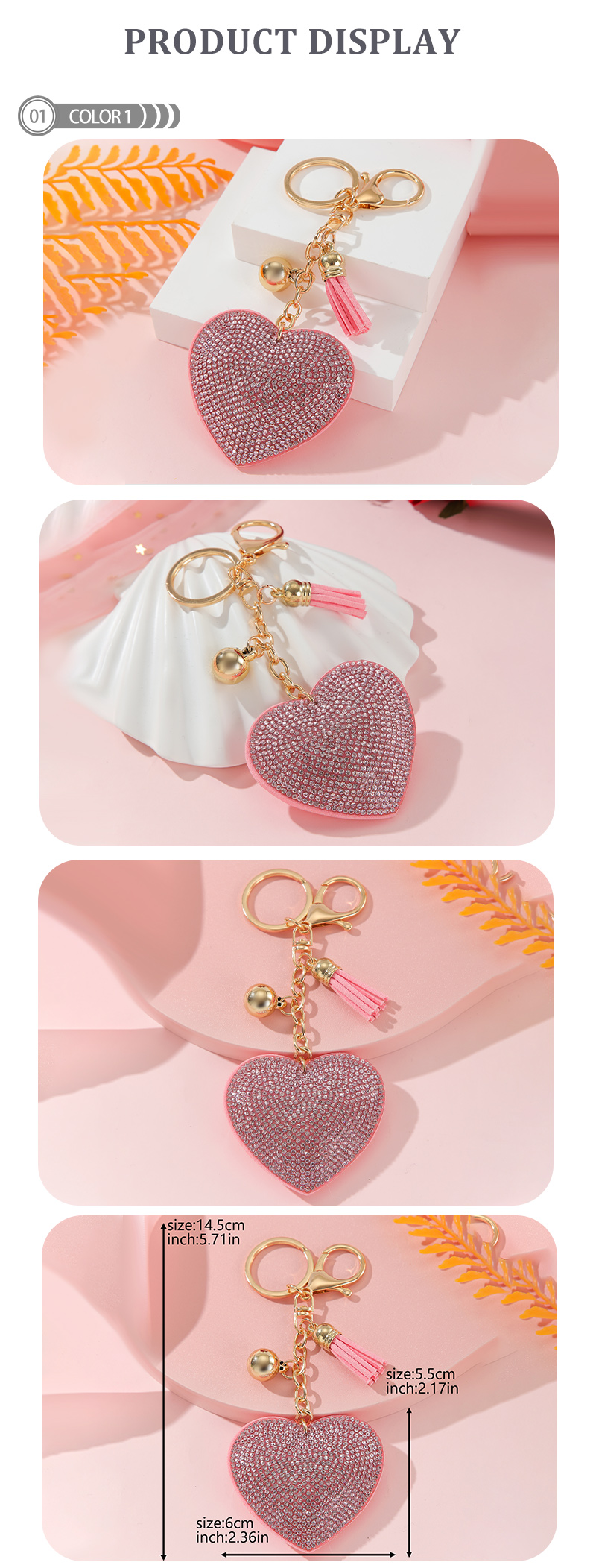 Simple Style Love Electrocardiogram Heart Shape Alloy Korean Velvet Tassel Inlay Rhinestones Bag Pendant Keychain display picture 1