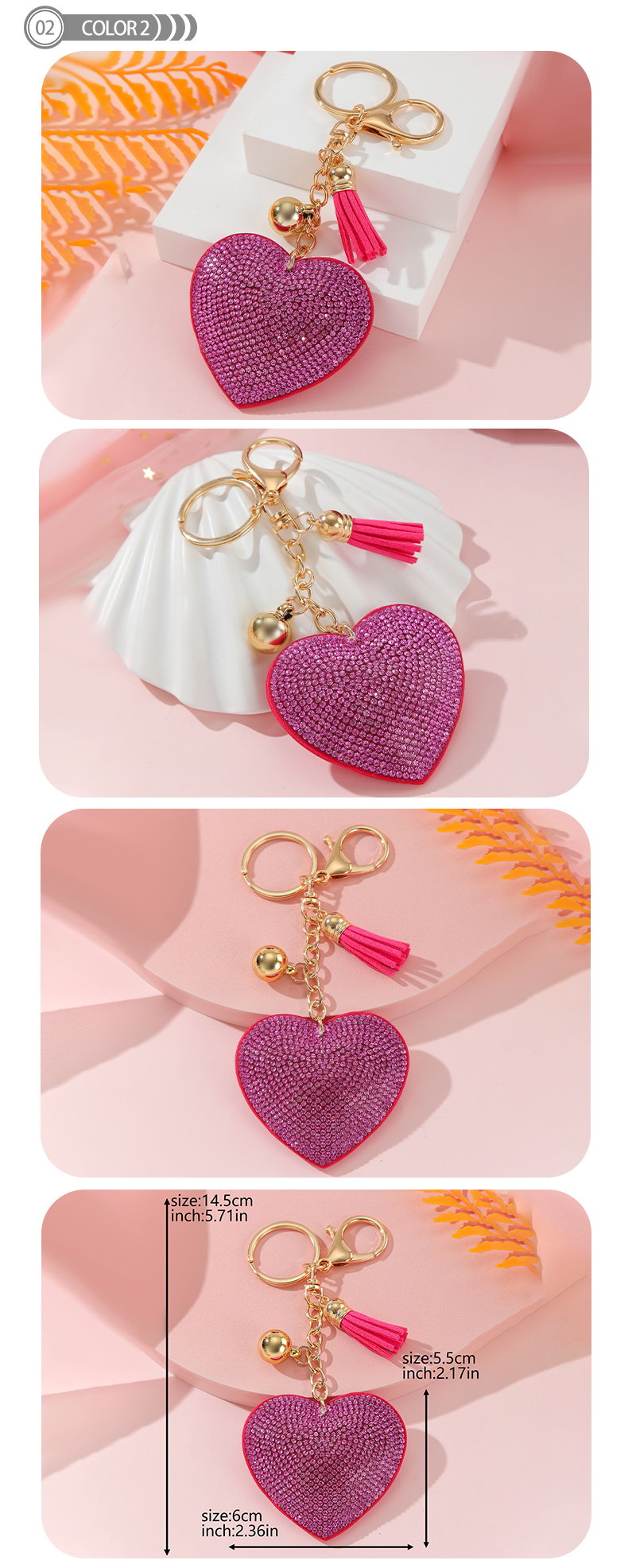 Simple Style Love Electrocardiogram Heart Shape Alloy Korean Velvet Tassel Inlay Rhinestones Bag Pendant Keychain display picture 2