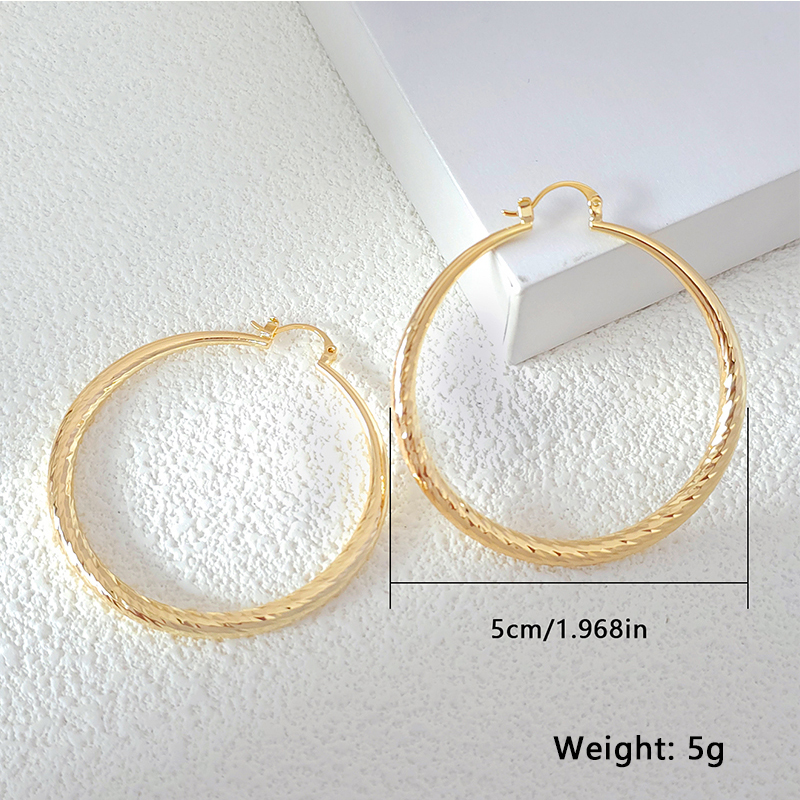 1 Pair Elegant Solid Color Plating Pleated Stainless Steel Gold Plated Earrings display picture 9