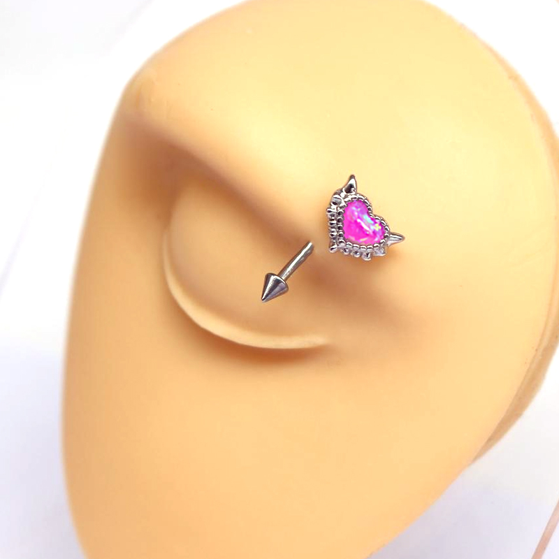 1 Piece Eyebrow Studs Sexy Sweet Heart Shape 316 Stainless Steel  Copper Plating Inlay Acrylic White Gold Plated display picture 7