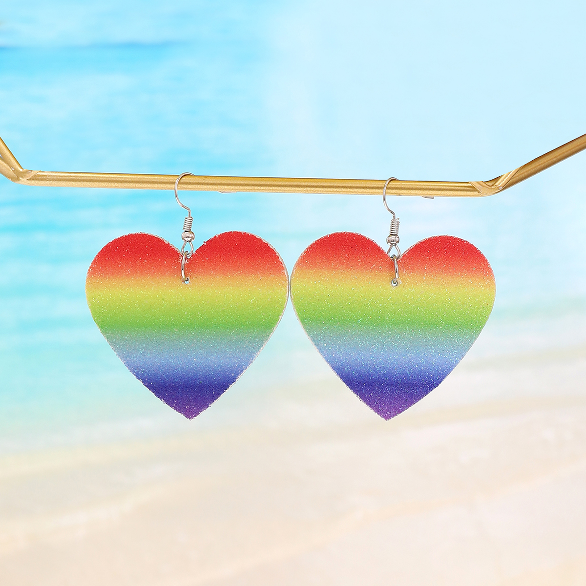 1 Pair Modern Style Simple Style Rainbow Heart Shape Butterfly Pu Leather Drop Earrings Ear Studs display picture 7