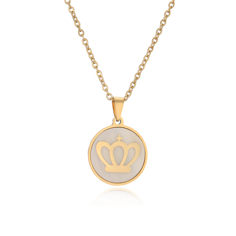 Ig Style Simple Style Life Tree Crown Stainless Steel Plating Inlay Shell Zircon Pendant Necklace display picture 10