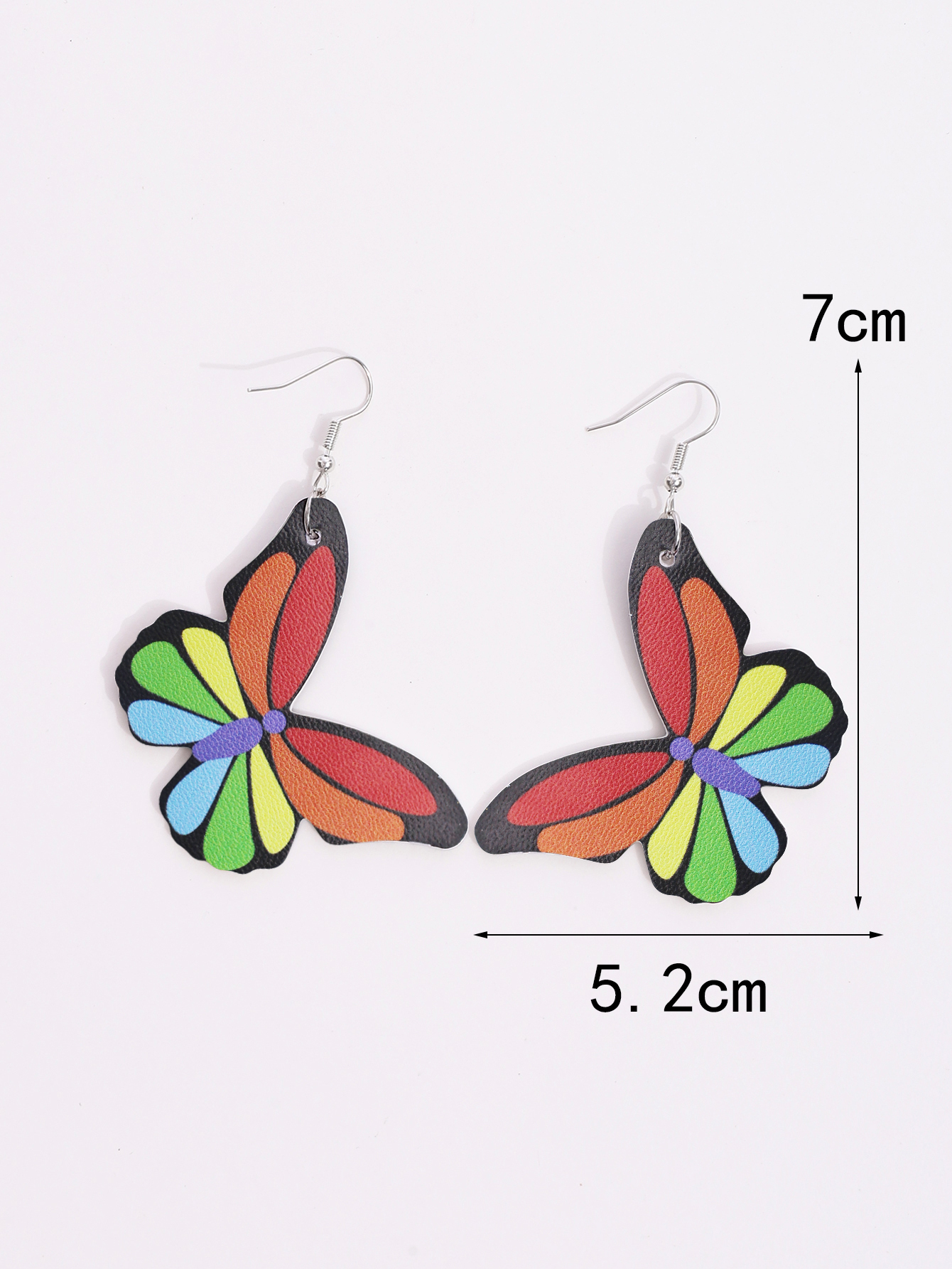 1 Paar Moderner Stil Einfacher Stil Regenbogen Herzform Schmetterling Pu-leder Tropfenohrringe Ohrstecker display picture 1