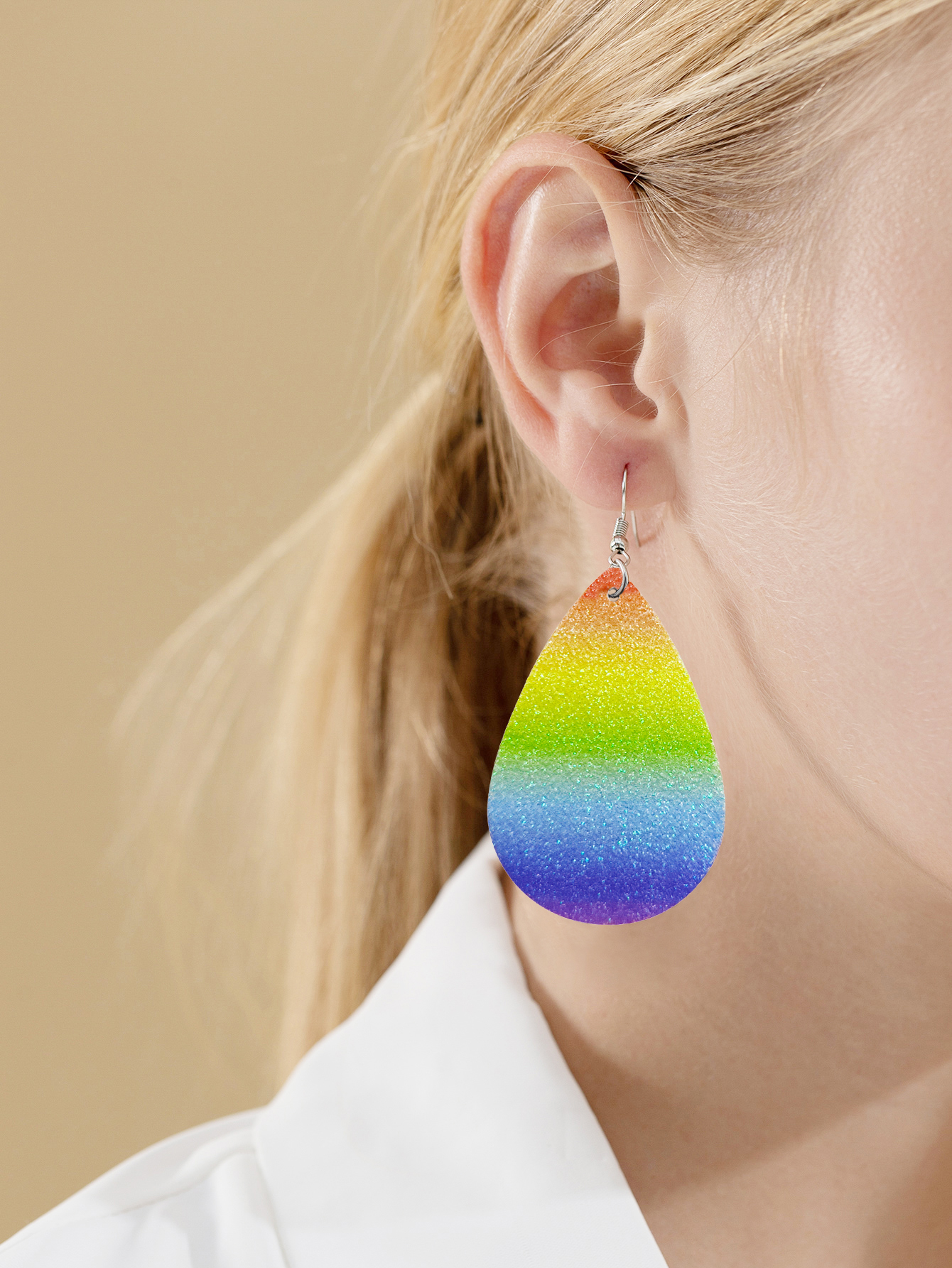1 Pair Modern Style Simple Style Rainbow Heart Shape Butterfly Pu Leather Drop Earrings Ear Studs display picture 5