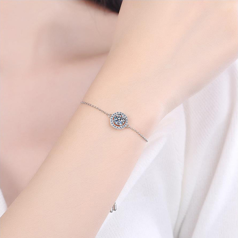Casual Sweet Round Square Sterling Silver Plating Inlay Zircon Silver Plated Bracelets display picture 7