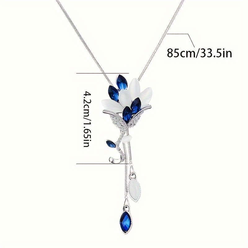 Elegant Classical Floral Alloy Plating Inlay Crystal Rhinestones Silver Plated Women's Necklace display picture 5