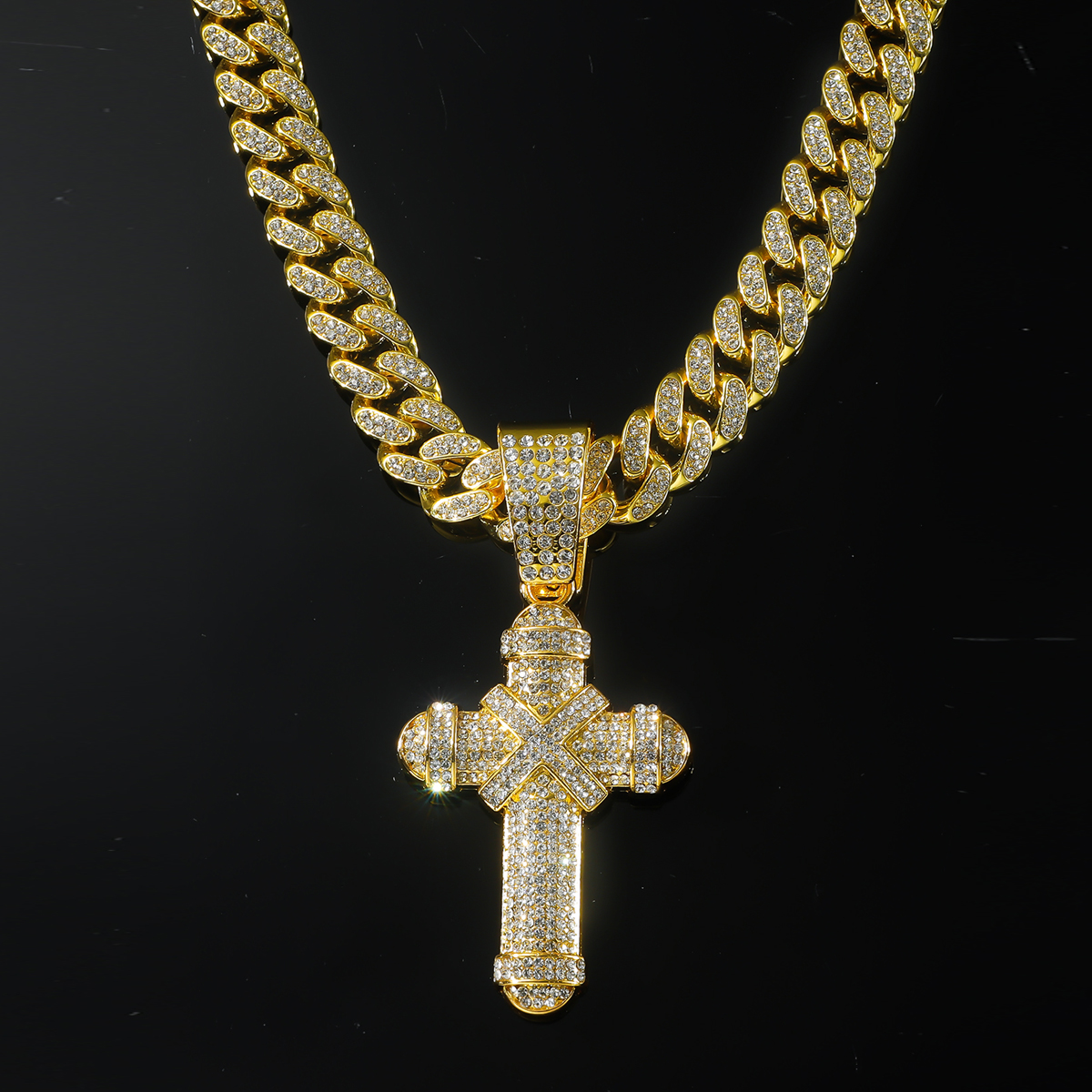 Hip-hop Punk Cross Alloy Inlay Rhinestones Unisex Pendant Necklace Necklace Pendant display picture 3