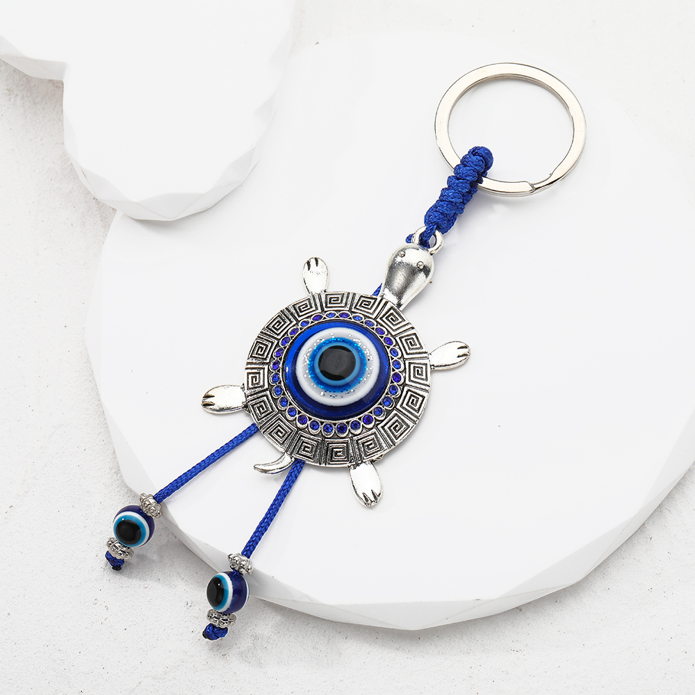 Casual Vintage Style Simple Style Tortoise Devil's Eye Palm Alloy Beaded Inlay Rhinestones Bag Pendant Keychain display picture 2