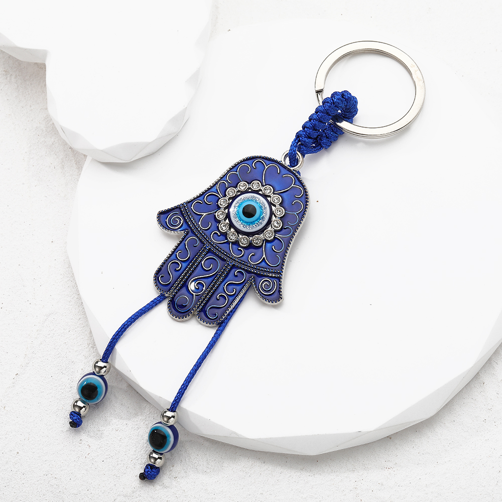 Casual Vintage Style Simple Style Tortoise Devil's Eye Palm Alloy Beaded Inlay Rhinestones Bag Pendant Keychain display picture 1