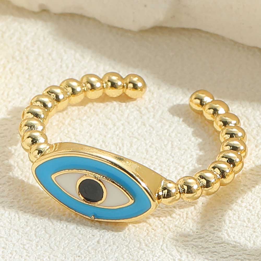 Vintage Style Simple Style Commute Devil's Eye Copper Plating Inlay Zircon 14k Gold Plated Open Rings display picture 4