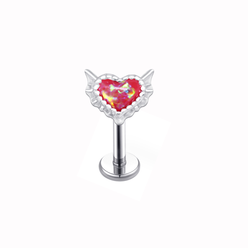 1 Piece Lip Rings Sexy Sweet Heart Shape 316 Stainless Steel  Copper Plating Inlay Acrylic White Gold Plated display picture 2