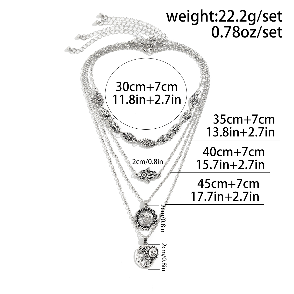 Wholesale Jewelry Retro Exaggerated Bohemian Sun Gloves Moon Alloy Iron Layered Tassel Chain Pendant Necklace display picture 1