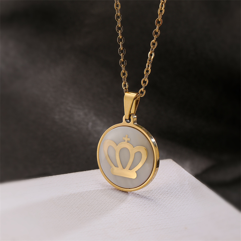 Ig Style Simple Style Life Tree Crown Stainless Steel Plating Inlay Shell Zircon Pendant Necklace display picture 5