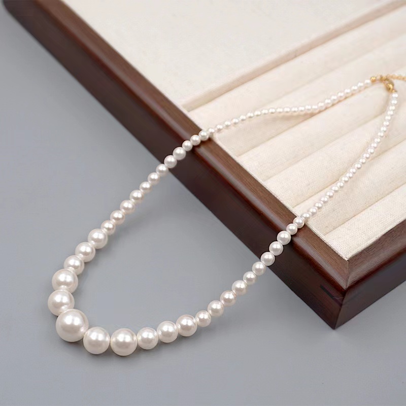 Elegant Retro Handmade Round 304 Stainless Steel Imitation Pearl Titanium Steel Beaded Plating Gold Plated Women's Necklace display picture 5