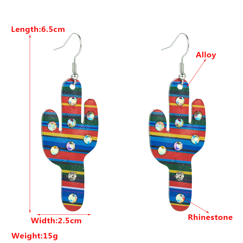 1 Pair Elegant Vintage Style Classic Style Cactus Painted Plating Inlay Alloy Rhinestones Silver Plated Drop Earrings display picture 1