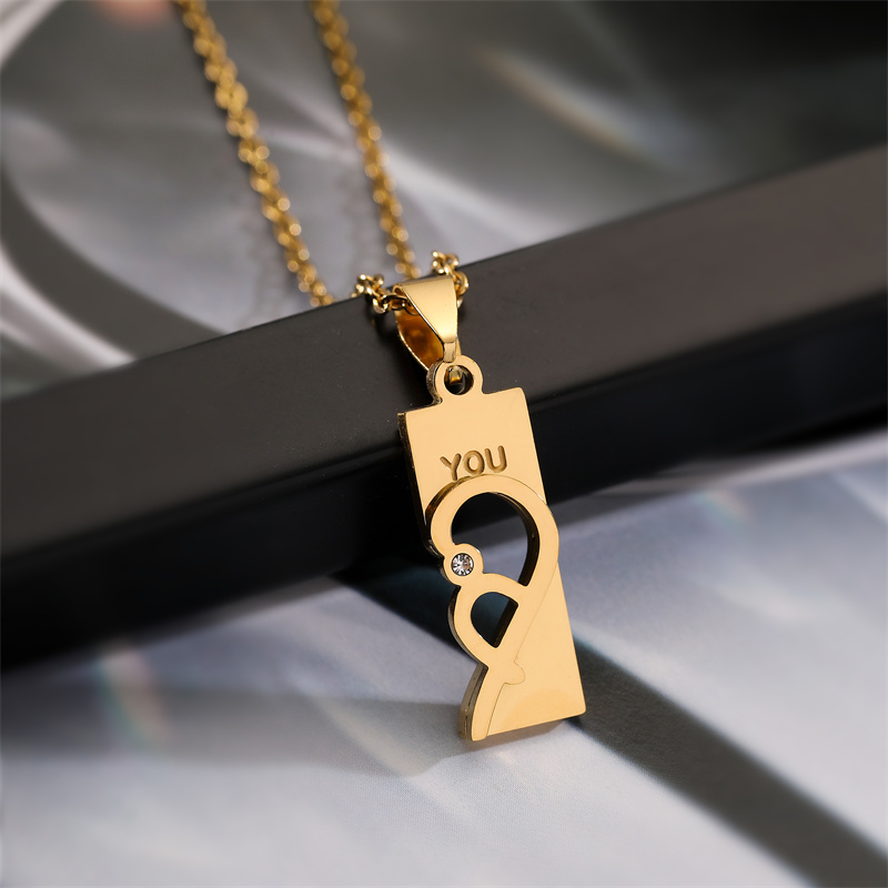 Ig Style Simple Style Love Heart Shape Lock Stainless Steel Plating Inlay Zircon Pendant Necklace display picture 5