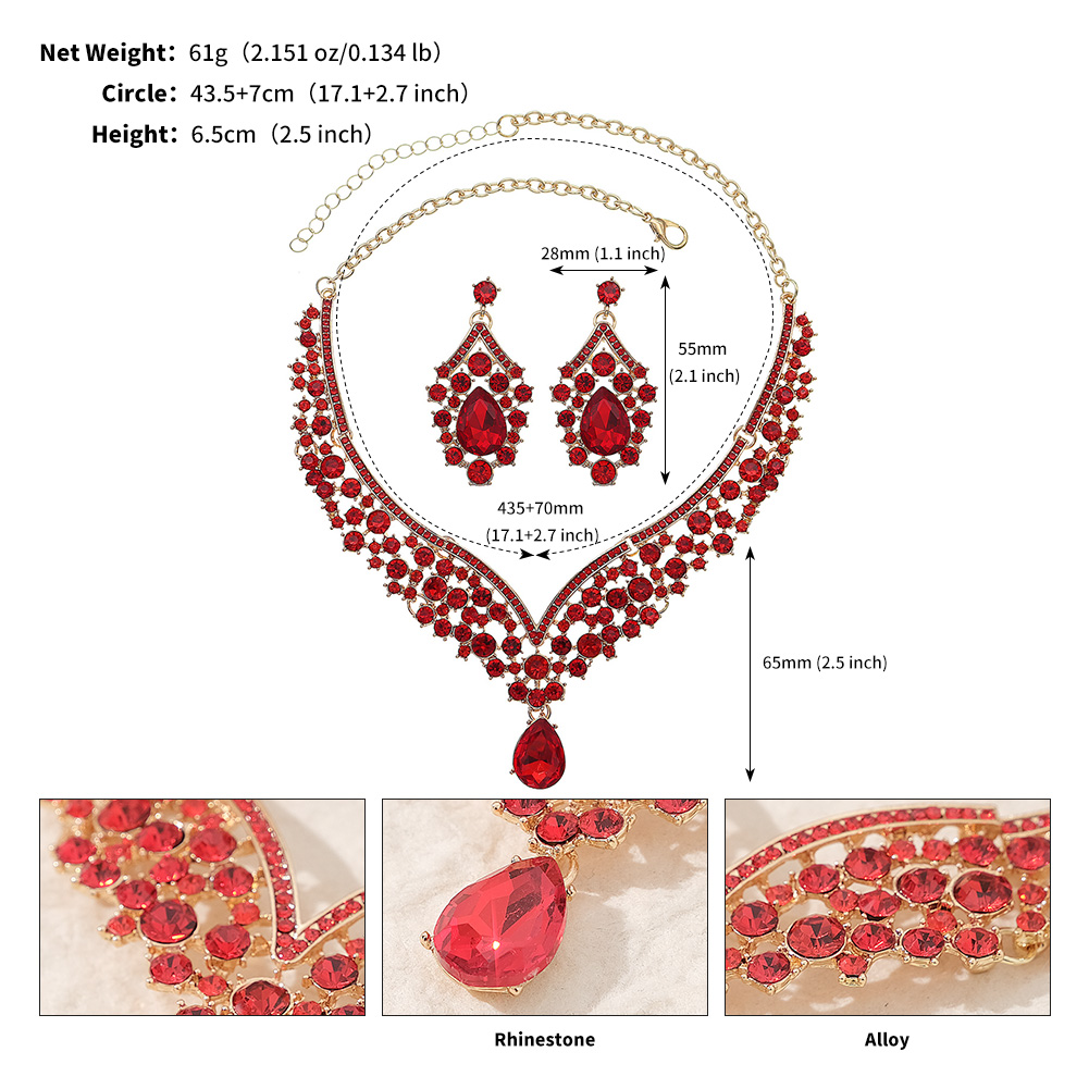 Lady Water Droplets Alloy Plating Inlay Rhinestones Women's Earrings Necklace display picture 9