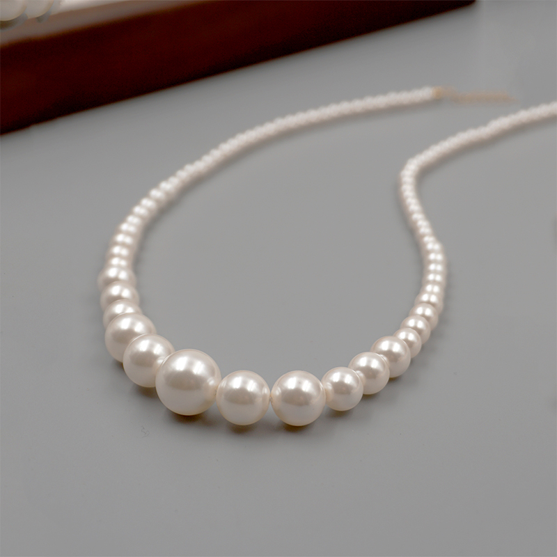 Elegant Retro Handmade Round 304 Stainless Steel Imitation Pearl Titanium Steel Beaded Plating Gold Plated Women's Necklace display picture 4