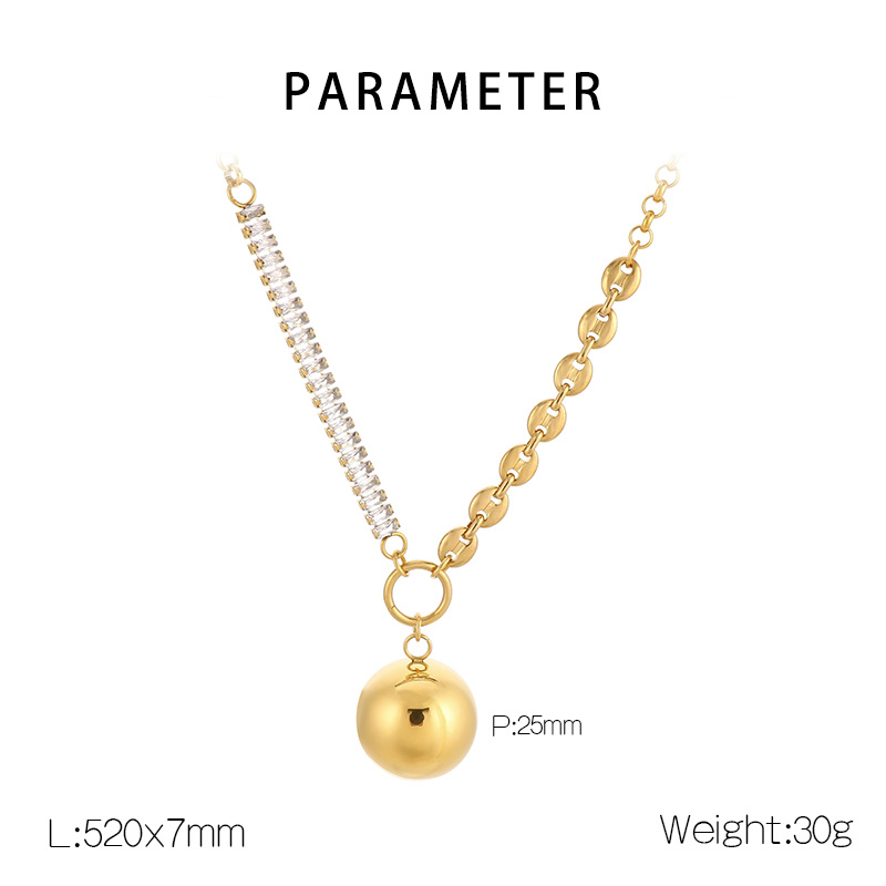 Imitation Pearl Titanium Steel 18K Gold Plated IG Style Simple Style Plating Inlay Round Zircon Pendant Necklace display picture 1