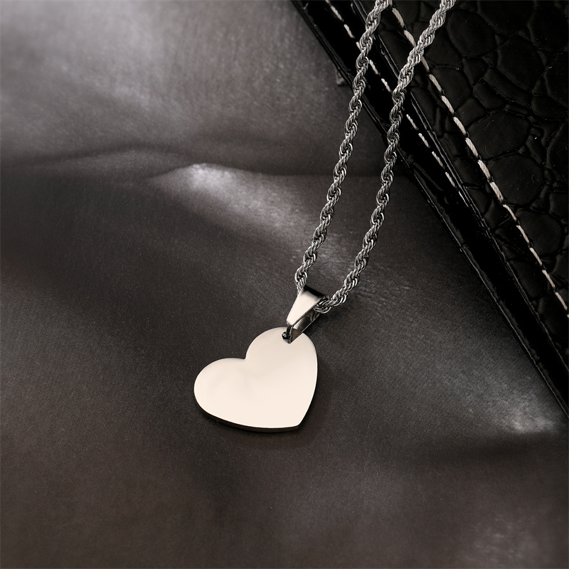 Punk Simple Style Heart Shape Stainless Steel Plating Inlay Pendant Necklace display picture 6