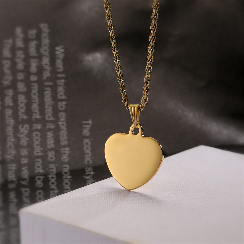 Punk Simple Style Heart Shape Stainless Steel Plating Inlay Pendant Necklace display picture 5