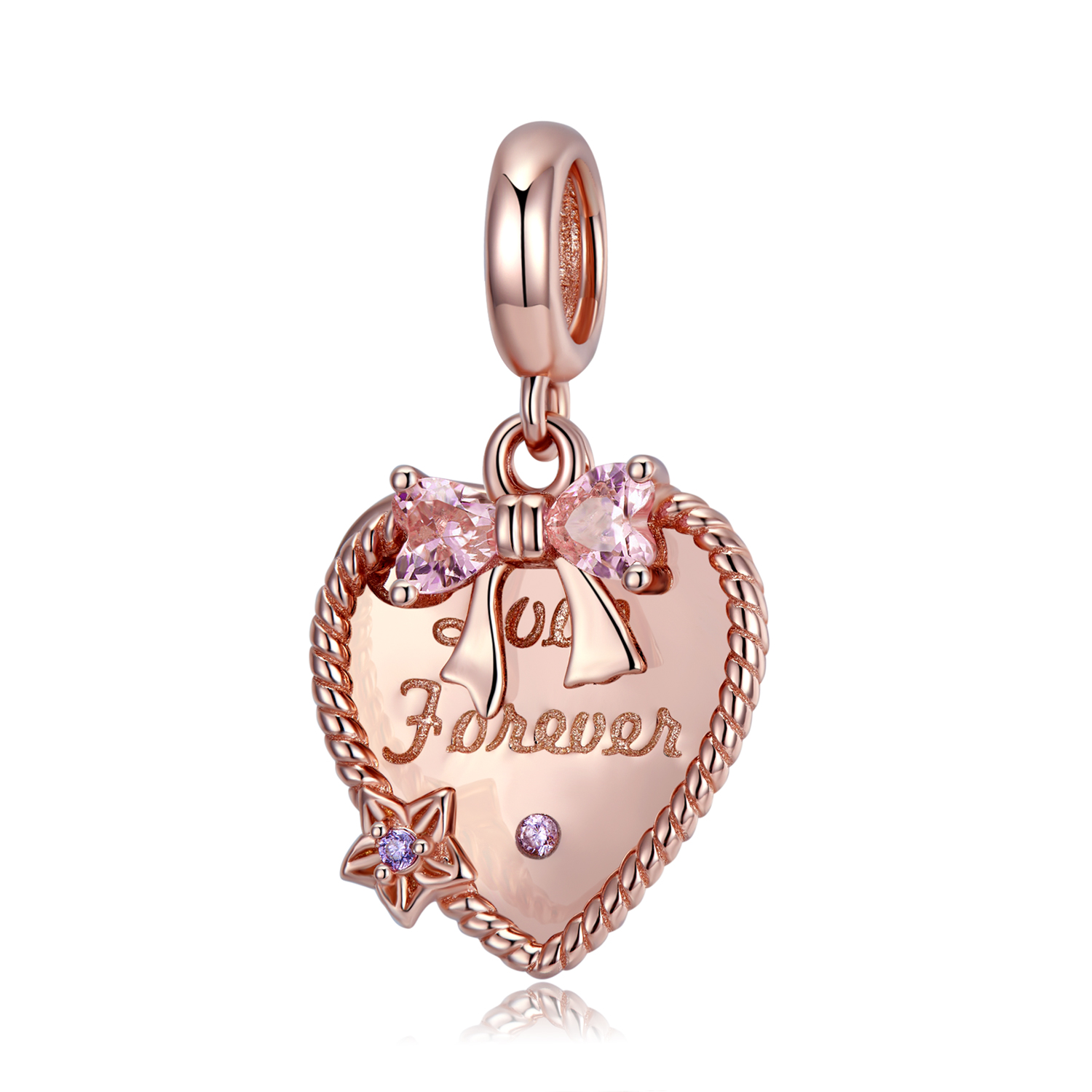 1 Pièce Romantique Forme De Cœur Chat Rose Argent Sterling Incruster Bijoux Accessoires display picture 9
