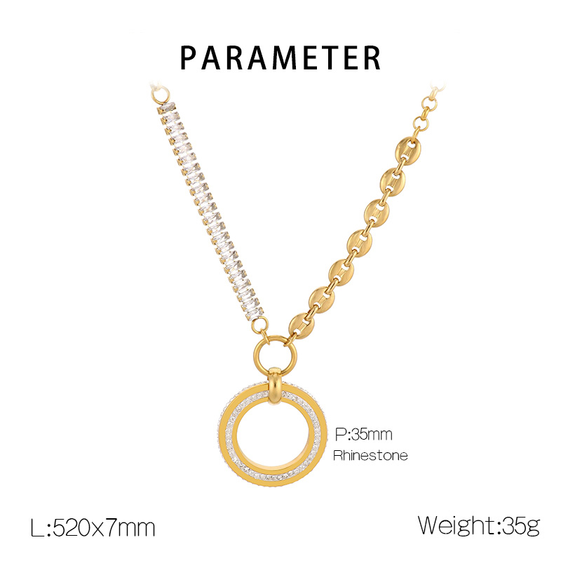 Titanium Steel 18K Gold Plated Hip-Hop Simple Style Plating Inlay Round Zircon Pendant Necklace display picture 2