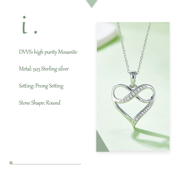 Lady Heart Shape Sterling Silver Plating Inlay Moissanite Rose Gold Plated Gold Plated Silver Plated Pendant Necklace display picture 2