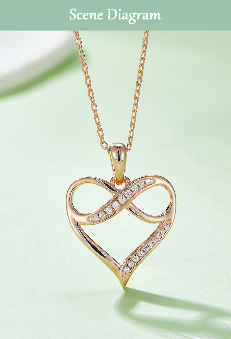 Lady Heart Shape Sterling Silver Plating Inlay Moissanite Rose Gold Plated Gold Plated Silver Plated Pendant Necklace display picture 5