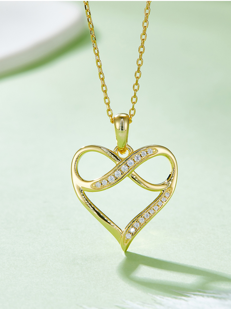 Lady Heart Shape Sterling Silver Plating Inlay Moissanite Rose Gold Plated Gold Plated Silver Plated Pendant Necklace display picture 6