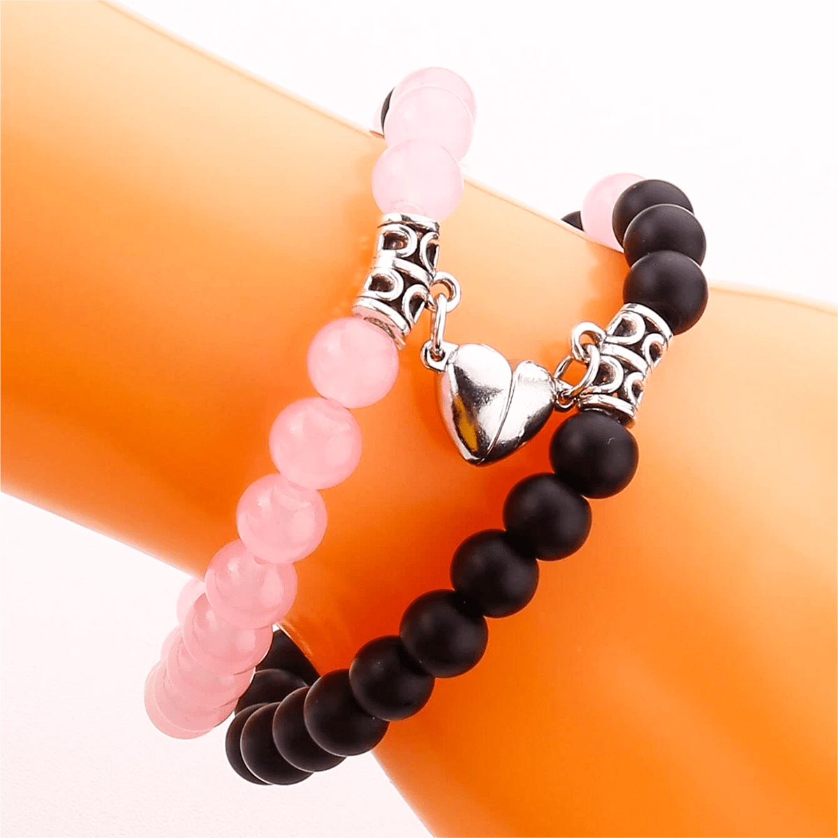 Romantic Heart Shape Alloy Natural Stone Beaded Couple Bracelets display picture 3