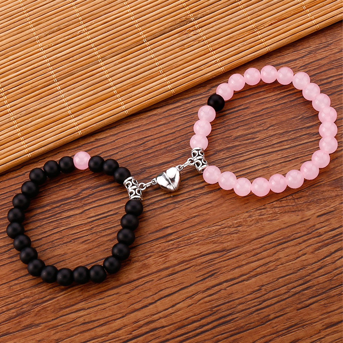 Romantic Heart Shape Alloy Natural Stone Beaded Couple Bracelets display picture 4